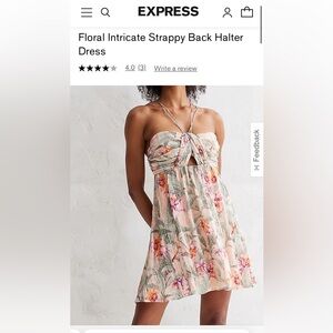 Floral intricate strappy back halter dress Express